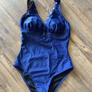 Navy Blue One Piece Swimsuit